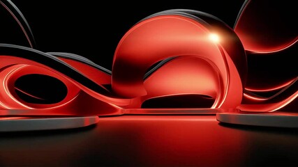 Poster - Abstract Red and Black 3D Forms Dynamically Shifting
