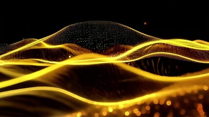 Poster - Golden Particle Waves: Abstract Motion Background