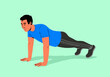 © Westend61 - Illustration of a person doing a push-up in a blue shirt and black pants