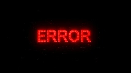 Aufkleber - Red pixelated error text message glitched and flickering on black screen. Digital code problem or system malfunction concept.