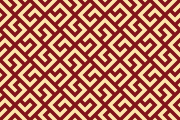 Poster - Abstract geometric pattern. A seamless vector background. Golden and red ornament. Graphic modern pattern. Simple lattice graphic design