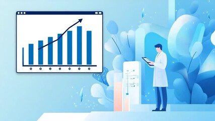 Poster - Scientist Analyzing Data on Digital Tablet: Growth Chart in Modern Medical Environment