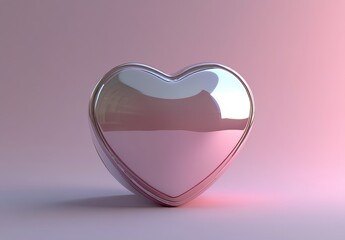 Poster - Pink Metallic Heart on Soft Pink Background