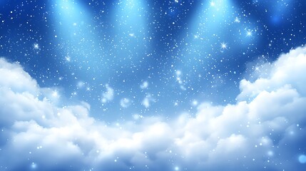 Poster - Magical snowfall effect over serene clouds digital art fantasy environment high-contrast viewpoint