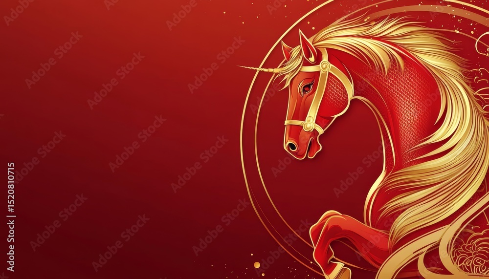 luxury red and gold chinese horse new year background, 2026 new year ...