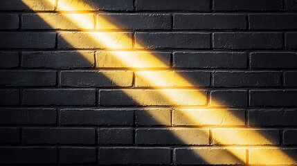 Poster - Sunlight breaking through urban brick wall city photography indoor eye level light play and texture

