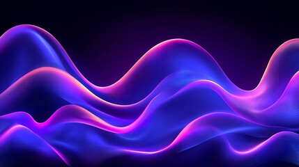 Poster - Dynamic flowing waves animation digital art abstract design dark background high-tech vibe