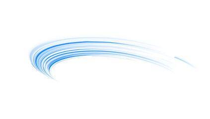 Wall Mural - png abstract blue line with streak motion and curved blur laser beam on night road, bright light tra
