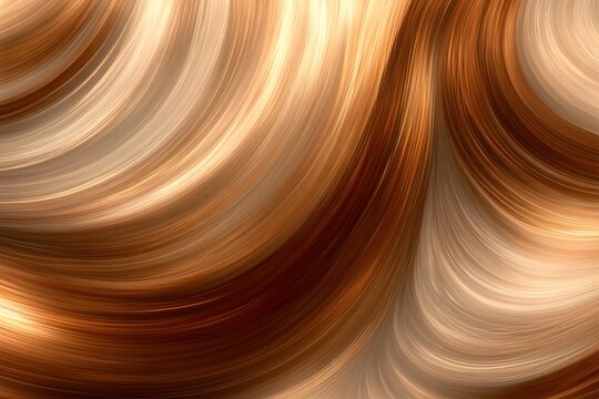 An abstract background with brown and beige colors, wavy hair, shiny and glossy, with a gradient effect, creating a beautiful composition