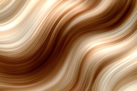 An abstract background with brown and beige colors, wavy hair, shiny and glossy, with a gradient effect, creating a beautiful composition