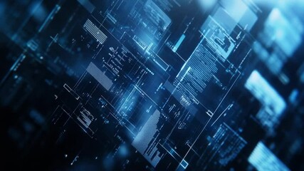 Fototapete - Abstract digital technology background with data streams, matrix and connections