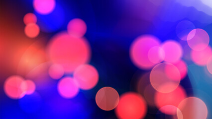 Poster - Vibrant bokeh lights. Bright blur light effect. Abstract blurred background. Blue and red colors. Vector illustration.