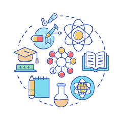 Poster - Social network concept with diverse vector icons illustrating internet communication, medical health, business, and education symbols