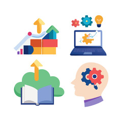 Poster - Education icons set featuring flat vector symbols of social communication and web technology concepts