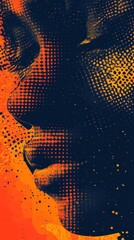 Poster - Halftone Portrait: Contrasting Tones and Textural Depth in Abstract Representation