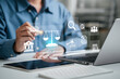 © Anon - Hand of the businessman or Lawyer with legal services icon on the laptop screen for Legal advice online in Labor law for a business company legal. concept of legal consultant and lawyer