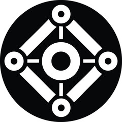 Poster - Abstract black and white circular design with central focus and symmetrical elements