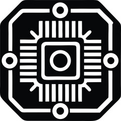 Poster - Abstract octagonal microchip design with central core and peripheral connections