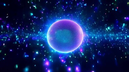 Poster - Abstract sphere with vibrant particles