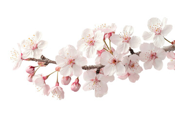 Poster - Delicate branch of blossoming cherry flowers, showcasing springtime beauty background removed