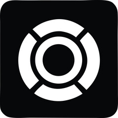 Poster - Abstract black and white concentric circle design within a square frame
