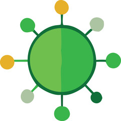 Poster - Abstract green circle with attached smaller circles in varying colors