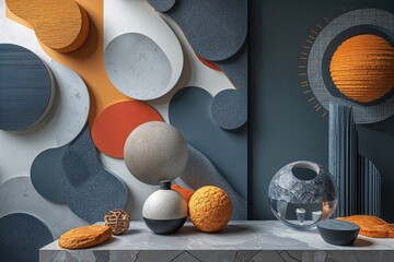 Poster - Elegant Abstract Art Wallpaper Featuring Diverse Geometric Textures and Advanced Technology Design Elements