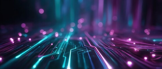 Poster - Abstract glowing circuit board patterns
