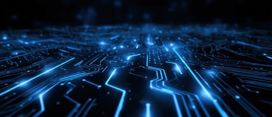 Poster - Abstract circuit board with glowing lines