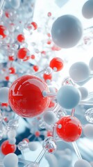 Poster - Intricate molecular structure display of interlinked spheres, science and art