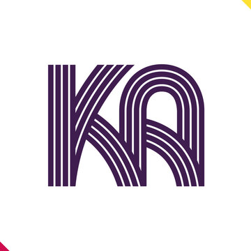 Parallel line monogram initial logo, combination of letter K and A. Best for name abbreviation.