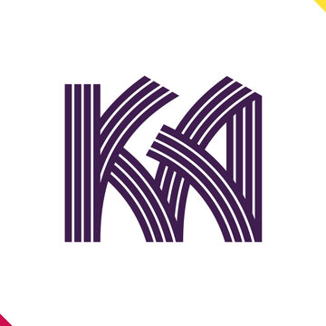 Parallel line monogram initial logo, combination of letter K and A. Best for name abbreviation.