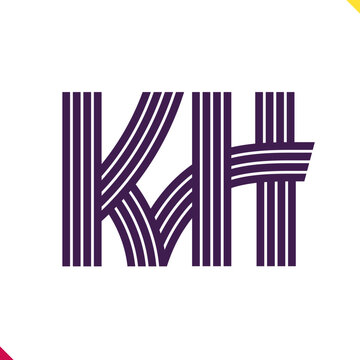 Parallel line monogram initial logo, combination of letter K and H. Best for name abbreviation.