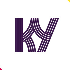 Poster - Parallel line monogram initial logo, combination of letter K and Y. Best for name abbreviation.