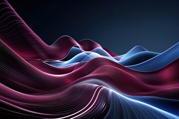 Poster - Burgundy and Blue Light Beams Flowing Smoothly Against Dark Background for Technology and Communication Network Exploration