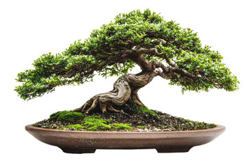 Poster - A majestic bonsai tree, meticulously crafted, showcases the art of miniature landscaping background removed
