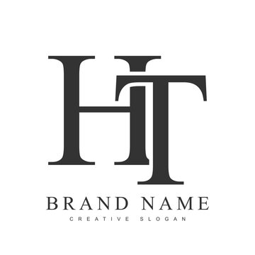 HT trendy logotype template. Initial letter h and t classic font style. Creative logo for company name or identity.