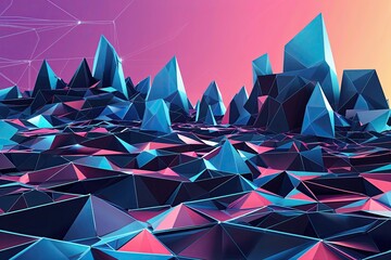 Poster - Dynamic Polygonal Grid Background with Modern Technology Aesthetic and Surface Illustration