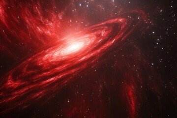 Wall Mural - Celestial Wonders: A Stunning View of a Red Galaxy Illuminating the Deep Space