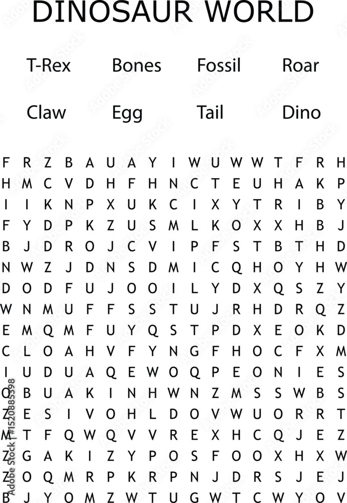 Fun educational dinosaur word search puzzle activity for kids and ...