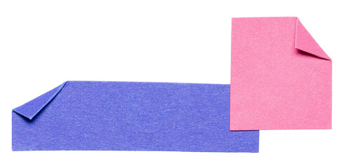 Aufkleber - Two overlapping isolated cut out blue pink blank paper notes cardboard with folded corner dog-ear earmark and copy space for text, transparent png background design element