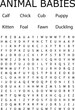 © Sukumar - Animal babies word search puzzle game challenge brain teaser educational fun learning