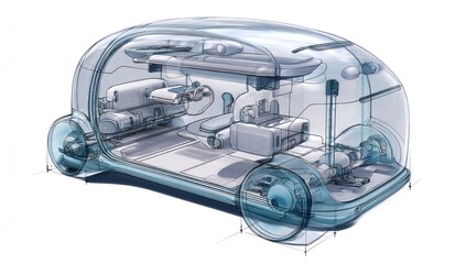 Poster - A futuristic car concept equipped with autonomous driving features for advanced technology.
