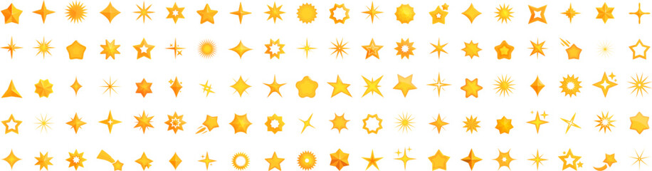 Poster - Large set of different golden stars sparkling, perfect for festive decorations and graphic design projects
