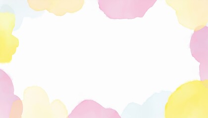 Aufkleber - soft pastel watercolor cloud frame with yellow, pink, and blue abstract brush edges on white background for greeting card, web banner, baby shower invite, or gentle branding design

