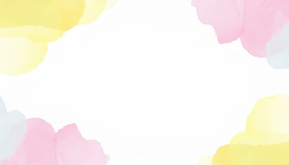 Aufkleber - soft pastel watercolor cloud frame with yellow, pink, and blue abstract brush edges on white background for greeting card, web banner, baby shower invite, or gentle branding design

