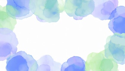 Aufkleber - soft pastel watercolor circle border background in green blue and violet tones for web design invitation print or branding with empty central space for text or overlay in modern abstract style

