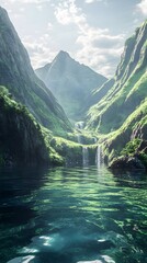 Aufkleber - Digital technology green mountains and clear waters new energy power generation illustration poster background