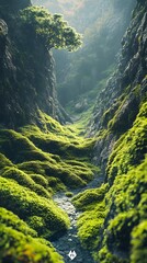 Aufkleber - Digital technology green mountains and clear waters new energy power generation illustration poster background