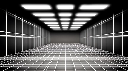 Aufkleber - Illuminated grid in dark empty space